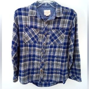 Weatherproof Vintage Boy's Blue Plaid Casual Outdoors Button Down L 14-16 2015